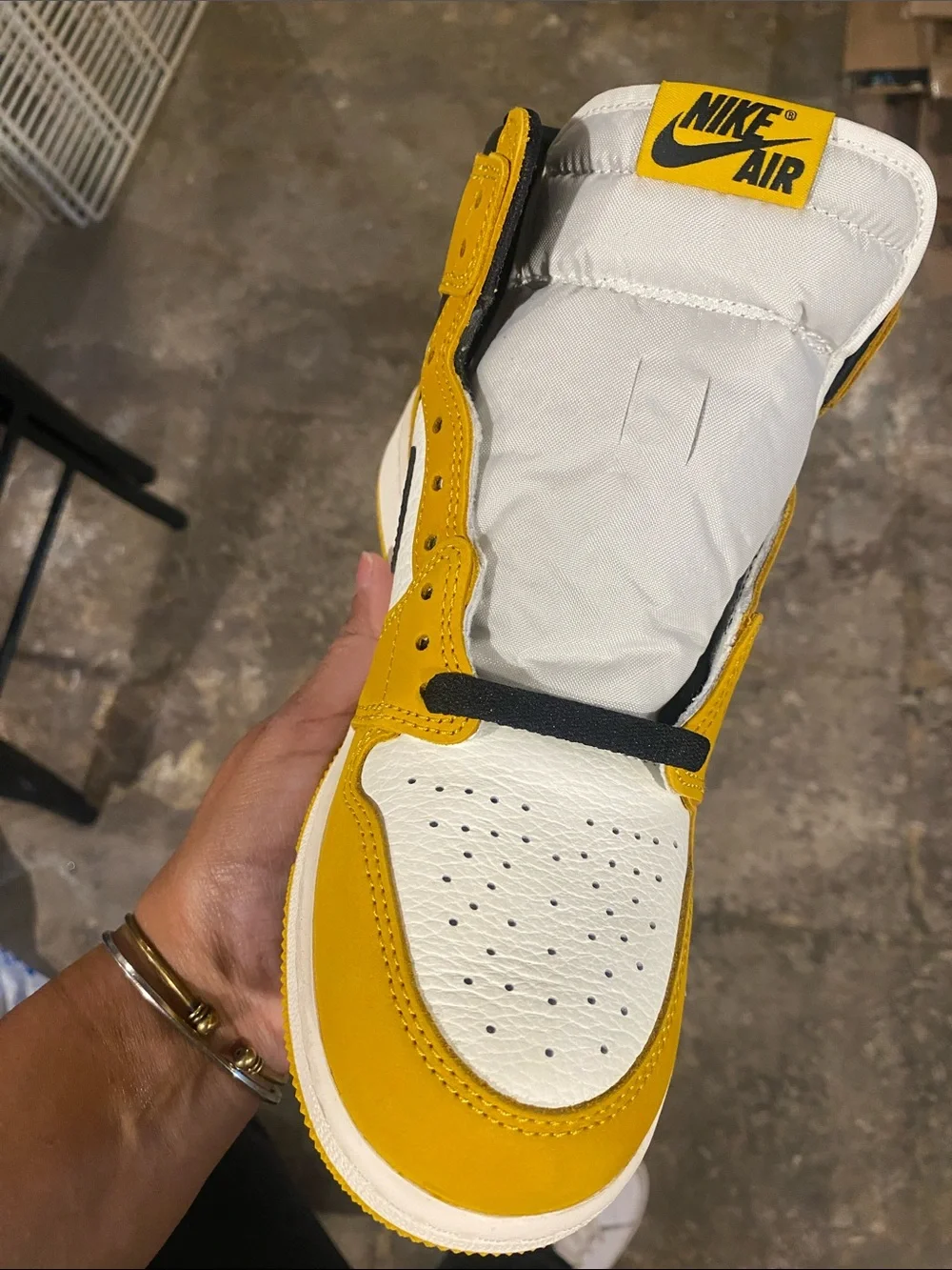 Nike Kids Air Jordan 1 High OG White Black Yellow Sneakers